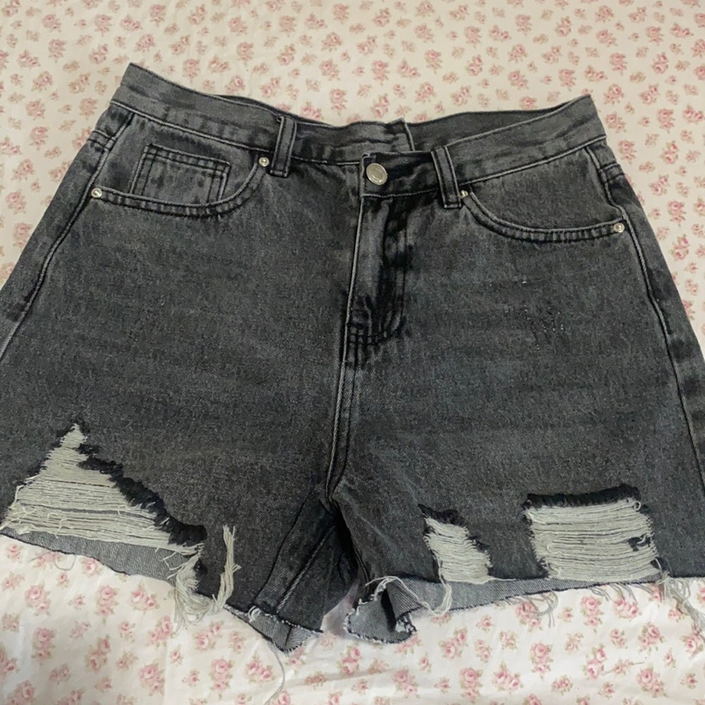 Smoke grey denim shorts